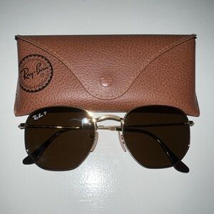 Ray-Ban Gold and Brown Sunglasses